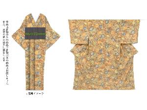 リサイクル　牡丹に草花模様小紋着物